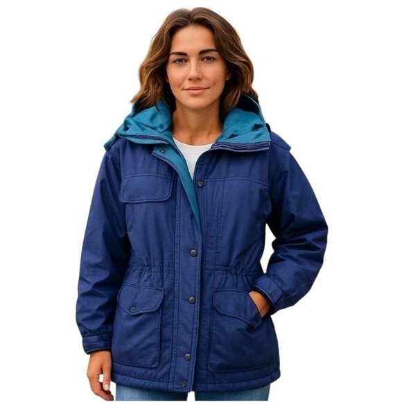 Vintage 80s Solstice Gore-Tex Blue Ski Parka Jacket Womens M Y2K - Picture 1 of 12